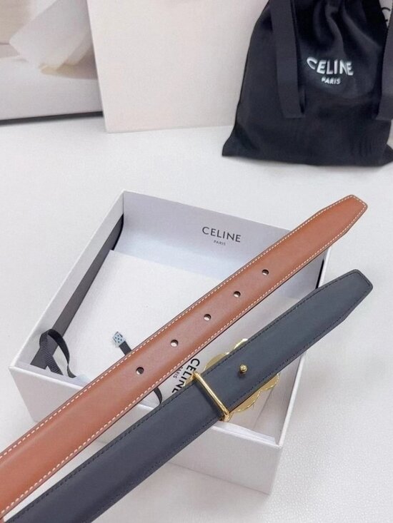 Celine Triomphe Buckle Reversible Leather Belt main image 5